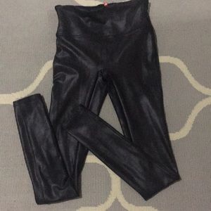 Spanx distressed faux leather leggings